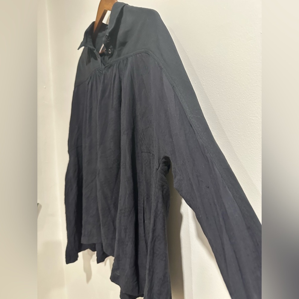 FREE PEOPLE Lovely Day Black Oversized Boho Button Down Pockets Size S - Picture 6 of 9